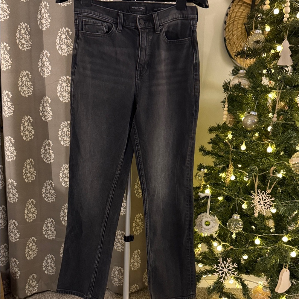 Banana Republic Premium High Rise Straight Leg Jeans - Black
